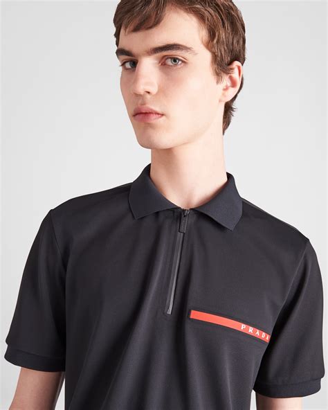 prada polo black logo|Prada men's t shirts clearance.